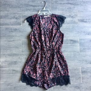 Kimchi Blue floral romper with lace detailing